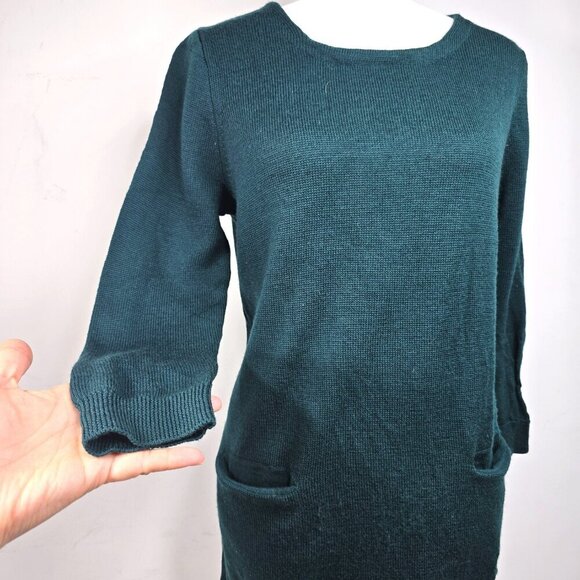 J. Crew Petite Forest Green SUper Soft Merino Wool Tunic Sweater Top - Picture 4 of 7